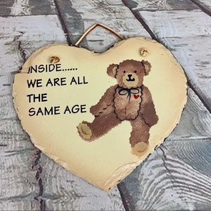 Plain Jane Bear Inside Heart Handcrafted Slate